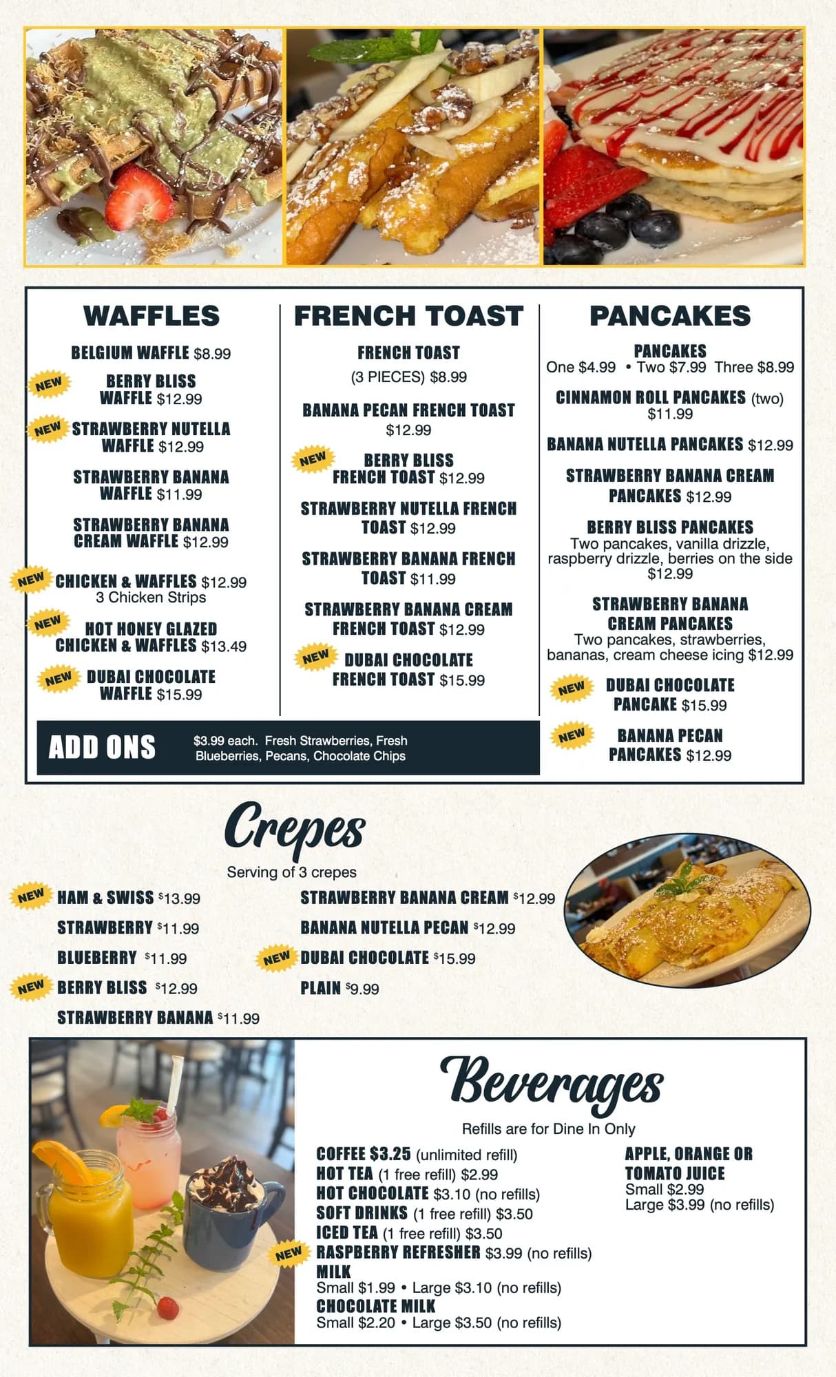 Check out our options on our menu - Page 4