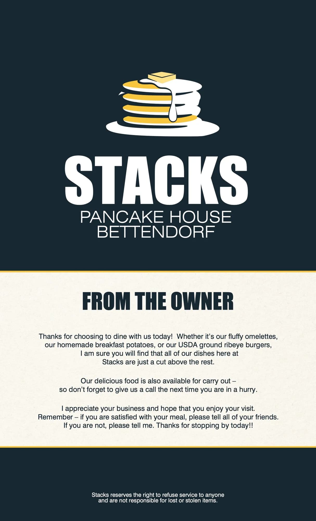 Check out our options on our menu - Page 7